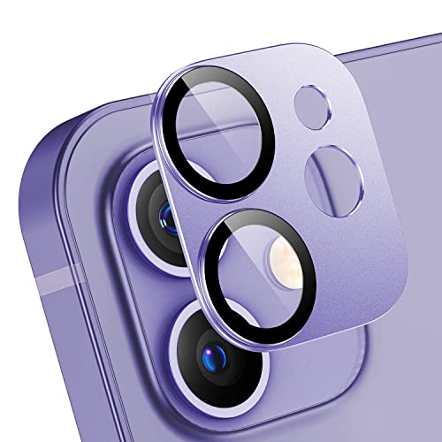 Korecase [ 2 Pack Camera Lens Protector for iPhone 12, Aluminum Metal Lens Film, 9H Hardness Tempered Glass Camera Screen Cover,Bubble Free,Strong Stickiness Case Friendly - Purple - color: Purple