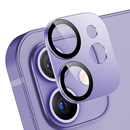 Korecase [ 2 Pack Camera Lens Protector for iPhone 12, Aluminum Metal Lens Film, 9H Hardness Tempered Glass Camera Screen Cover,Bubble Free,Strong Stickiness Case Friendly - Purple - color: Purple