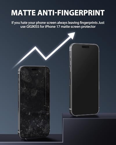 GIGKISS 2 Pack for iPhone 17 Matte Screen Protector 6.3 inch, Anti-Fingerprint Anti-Glare Screen Protector Tempered Glass Easy Installation - size: for iPhone 17 6.3 inch - Matte