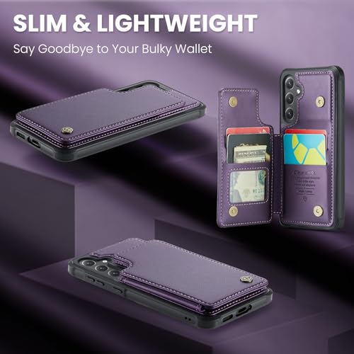 Kowauri for Samsung Galaxy S23 FE Case, PU Leather Wallet Case for Women Men with RFID Blocking Card Holder Slot Magnetic Closure Shockproof Protective Phone Cover for Samsung Galaxy S23 FE,Purple - color: Purple