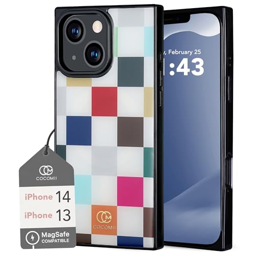 COCOMII Rectangle for iPhone 14/iPhone 13 Case, Le Carré de Luxe Checkered | Compatible with MagSafe Wireless Charging, Shockproof 10ft Drop Protection, Camera & Screen Protection, Premium Glossy Finish - color: Le Carré de Luxe Checkered, size: iPhone 14
