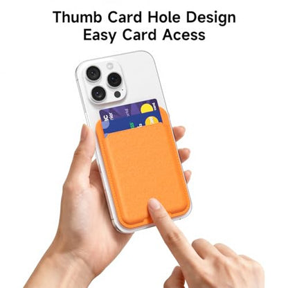 oakxco Phone Wallet Stick On, Slim Thin Adhesive ID Credit Card Holder Wallet Pocket Back of Phone Case, Hard Shell Plastic Sleeve Sticky Card Wallets Pouch for iPhone Samsung Pixel, Orange - color: Orange