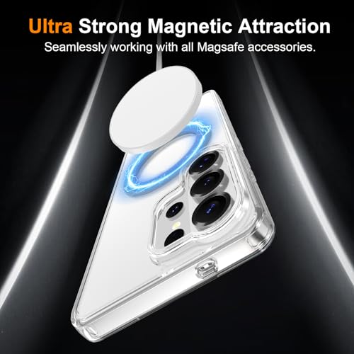 Magnetic Case for Samsung Galaxy S26 Ultra 5G Phone 2026 | with Rotating Kickstand | Non-Yellowing Transparent Clear | Slim Thin | Wireless Charging | Shockproof Protection (Clear) - color: Clear, size: S26 Ultra