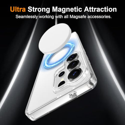 Magnetic Case for Samsung Galaxy S26 Ultra 5G Phone 2026 | with Rotating Kickstand | Non-Yellowing Transparent Clear | Slim Thin | Wireless Charging | Shockproof Protection (Clear) - color: Clear, size: S26 Ultra