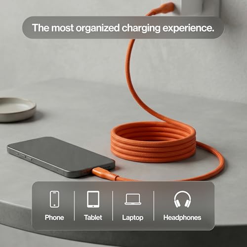 Statik MagStack Pro USB C to USB C Coiling Magnetic Charging Cable,100W - color: Orange, size: 6ft, style: USB-C to USB-C