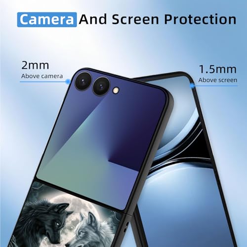 for Z Flip 7 Case Ultra Thin 1.2mm Matte Hard PC Phone Cover- Anti-Scratch Anti-Fingerprint Slim Fit Shockproof Protection Cover for Samsung Galaxy Z Flip 7 Case,Black White Wolves - color: Black White Wolves