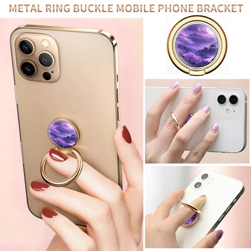 Cell Phone Ring Holder, Cute Metal Phone Grip Stand Finger Ring Kickstand, Flexible 360°Rotation Phone Tablet Case Accessories Compatible with Most Phones Purple Moon Landscape - color: Purple Moon Landscape