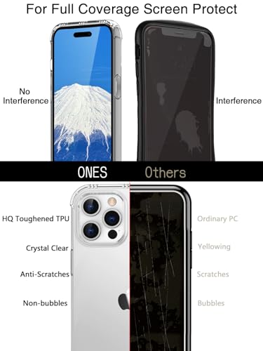 ONES Clear Case for iPhone 15 Pro Anti-Yellowing Crystal Clear Case, Military-Grade Shockproof Slim Transparent Phone Cover with Camera Guard - color: HD High Transparency, size: iPhone 15 Pro
