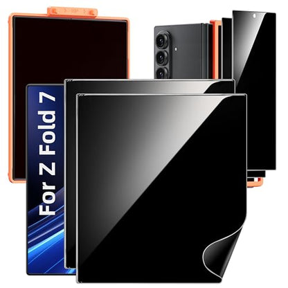 Hoerrye for Samsung Galaxy Z Fold 7 30° Privacy Screen Protector - [with Auto Align Frame Accessories] [2 Pack Inside Flexible TPU Film + 2 Pack Front Tempered Glass] No Creases,No Bubbles