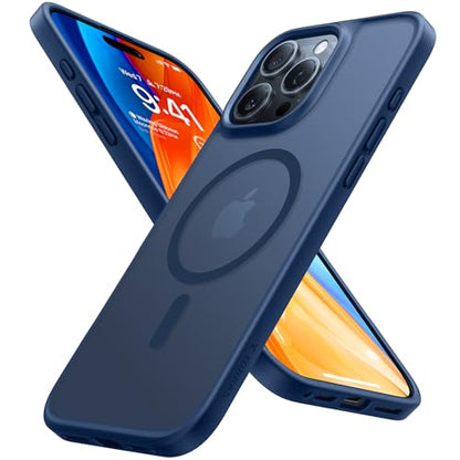 TORRAS Stronger Magnetic for iPhone 16 Pro Case, Translucent Matte Blue | Compatible with MagSafe, Military Grade Drop Protection, Shockproof Airbag, Camera Control, Color Button, Slim Anti-Scratch - color: Deep Blue