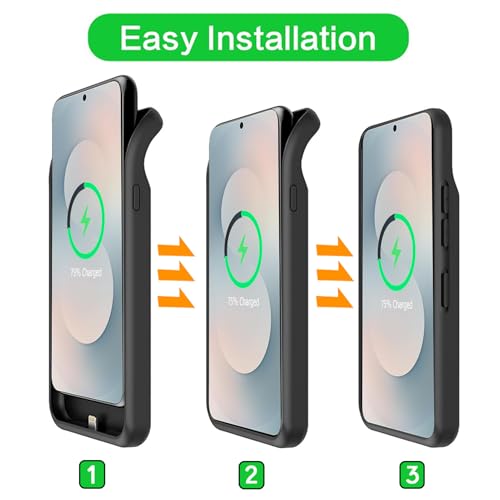 Battery Case for Galaxy S25 FE, Upgraded 12000mAh Battery Pack Rechargeable Charger Case with Wireless Charging Compatible for Galaxy S25 FE (6.7 inch) External Charging Case (Black) - size: Galaxy S25 FE