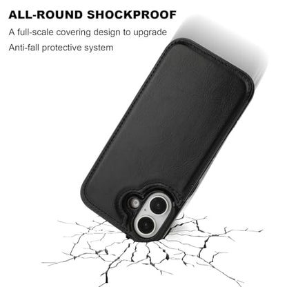 ONETOP for iPhone 16 Wallet Case with Credit Card Holder,Black | Kickstand,ID/Cash Holder,Case Wallet with Card Slots,Double Magnetic Clasp,Durable PU Leather Shockproof Cover for Women Men - color: Black