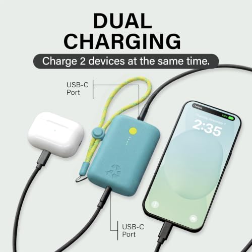 Nimble Champ Portable Charger, 10000mAh Power Bank, 20W Dual USB-C Charging - color: Shorebreak Blue