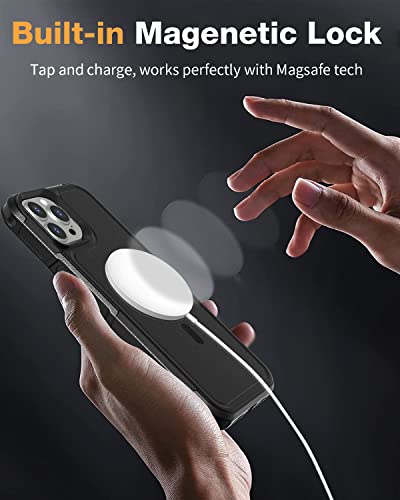 AICase for iPhone 14 Pro Max Case(6.7") Magnetic Heavy Duty 2-Layer Rugged Pocket-Friendly MagSafe Phone Case,Durable Military Grade Protection Shockproof Protective Cover for iPhone 14 Pro Max - color: Black with Magsafe Support