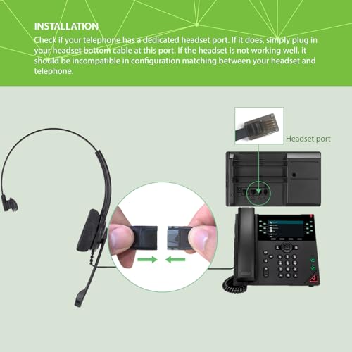 IPD IPH-210 Office Phone Headset Wired QD to RJ9 Monaural - color: 210-DG-FOAM