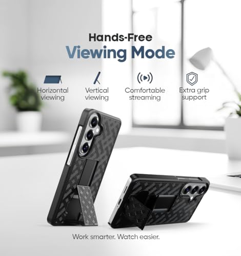 MOTIVE for Samsung Galaxy s26 Plus Case with Belt Clip, Kickstand | 6.7" | Ranger v1 Series, Black, 360° holster, open-top/bottom port access, grip, slim - size: s26 Plus
