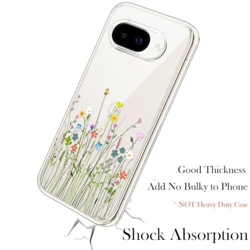 Unov for Pixel 10a Case, Clear with Design, Slim Fit Good Grip, Embossed Phone Case, Shockproof Protective Cover, Raised Camera Protection, Soft TPU, Flower Bouquet - color: Flower Bouquet