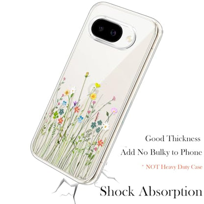 Unov for Pixel 10a Case, Clear with Design, Slim Fit Good Grip, Embossed Phone Case, Shockproof Protective Cover, Raised Camera Protection, Soft TPU, Flower Bouquet - color: Flower Bouquet