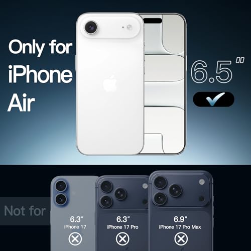 JETech Case for iPhone Air, Anti-Yellowing, Clear | Shockproof Protection, Scratch Resistant Hard PC Back, Durable Transparent TPU Bumper - color: Clear, size: iPhone Air