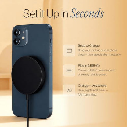 SPOTMINDERS Magnetic Wireless Charger with Stand, 15W Qi Fast Charging Pad for iPhone, AirPods, Samsung, Android & Spotminders Tracking Card, Built-in 1m USB-C Cable, Non-Slip, Cooling, No AC Adapter - size: 1 Pack