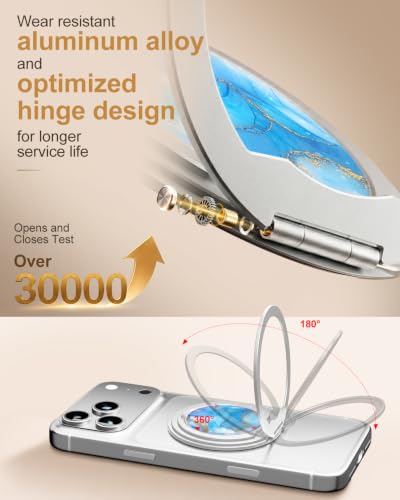 Magnetic Phone Grip for MagSafe, Ultra-Thin 360° Rotate Lightweight - color: silver