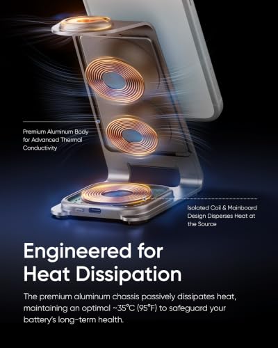Intoval Aluminum 3 in 1 Wireless Charging Station for iPhone 17 16 15 14 13 12 11 Pro Max XR, Wireless Charger for Apple Watch 11 10 9 8 7 Ultra SE 3 2, Phone Charger for AirPods 4 Pro 2 3 (Desert) - color: Desert
