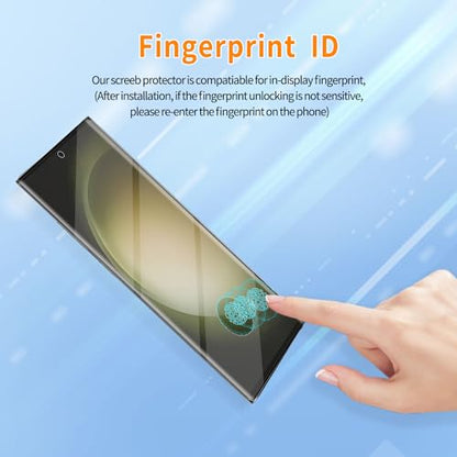 3 Pack Curved Tempered Glass Screen Protector Applicable for Samsung Galaxy S23 Ultra 5G 6.8inch, Support Fingerprint ID Friendly Tempered Glass Screen Protective, HD Clear Scratch Resistant Suitable - color: s23Ultra