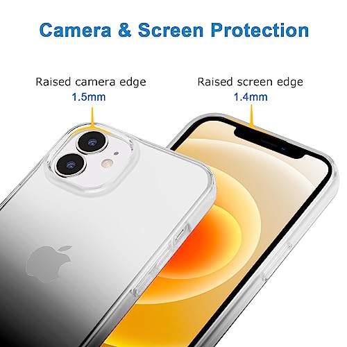 JJGoo Compatible with iPhone 12 mini Case, Soft Transparent Shockproof Protective Slim Thin Bumper Phone Cover, Gradient Black - color: Gradient Black