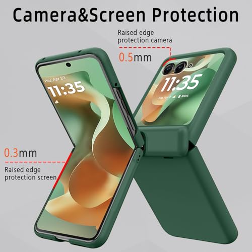 for Motorola Razr 2025/2024 Case with Kickstand, [Built-in Screen Protector & Hinge Protection] Ultra Thin Matte PC Shockproof Phone Cover Smartphone Case for Moto Razr 2025/2024 (Green)