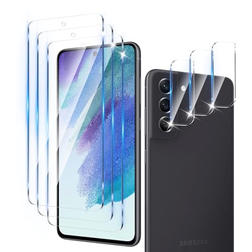 3 Pack Screen Protector Designed for Samsung Galaxy S21 FE with 3 Pack Tempered Glass Camera Lens Protector,Ultra HD Clear,9H Hardness,Easy Install - Case Friendly,Scratch Resistant - color: Galaxy S21 FE 33