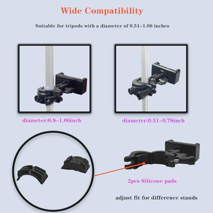 Clamp Phone Mount Mic Stand Phone Holder,Adjustable Phone Holder For Microphone Stand Music Drum,with Clip for iPhone 15 for Samsung Galaxy any Smart Phone