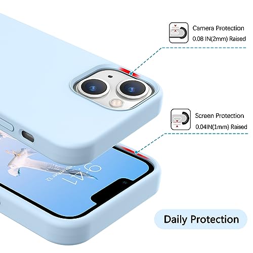 GUAGUA Compatible with iPhone 13 Case 6.1 Inch Liquid Silicone Soft Gel Rubber Slim Thin Microfiber Lining Cushion Texture Cover Shockproof Protective Phone Case for iPhone 13, Light Blue - color: Light Blue, size: iPhone 13