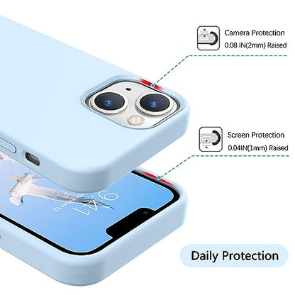 GUAGUA Compatible with iPhone 13 Case 6.1 Inch Liquid Silicone Soft Gel Rubber Slim Thin Microfiber Lining Cushion Texture Cover Shockproof Protective Phone Case for iPhone 13, Light Blue - color: Light Blue, size: iPhone 13
