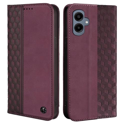 Wallet Case for Samsung Galaxy A06 5G 2025 - PU Leather Flip Cover with Card Holder Slots, Strong Magnetic Folio Kickstand Phone Case, Wine Red - color: Wine Red, size: Samsung Galaxy A06 5G 6.7"