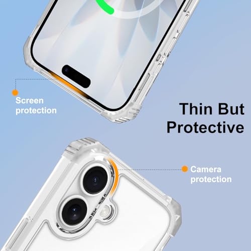 Clear Case for iPhone 17 with Stand [ Compatible with MagSafe ] | Military Grade Heavy Duty Cover with 360 Rotatable Ring Kickstand -260417 - color: Clear, size: iPhone 17