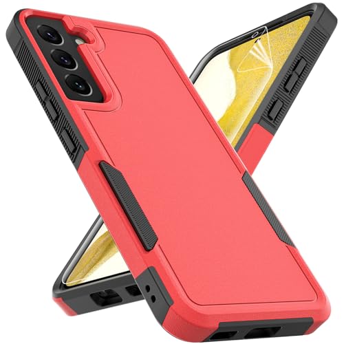 for Samsung Galaxy S22 Plus Case: Dual Layer Protective Heavy Duty Cell Phone Cover Shockproof Rugged with Screen Protector - Military Protection Bumper Tough - Samsung Galaxy S22+ Plus 2022, Red - color: Red (PC) + Black (TPU)