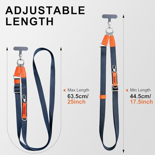Phone Lanyard Crossbody, Adjustable Ergonomic Shoulder Phone Strap - color: Blue