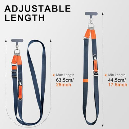 Phone Lanyard Crossbody, Adjustable Ergonomic Shoulder Phone Strap - color: Blue