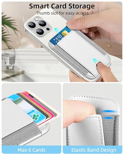 HiWe for MagSafe Wallet, 7 Cards Holder for Phone Case, RFID Blocking - color: White Wallet - Grey Band