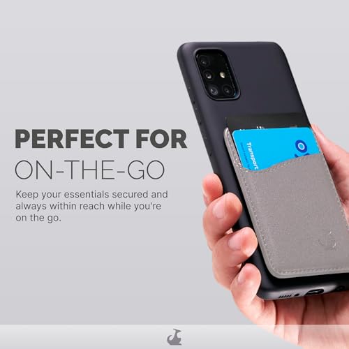 Wallaroo Premium Leather Cell Phone Wallet Stick On - Android and iPhone Wallet and Card Holder for Women and Men - Durable with Non-Slip Lining Secures Up to 3 Cards - color: Light Grey Leather