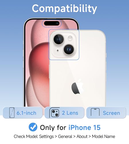 USLAI Case for iPhone 15, Anti-Yellowing, Crystal Clear Back, Shockproof & Military‑Grade Drop Protection - Transparent - color: Clear, size: iPhone 15