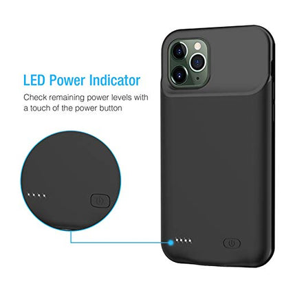 Battery Case for iPhone 11 Pro, Enhanced 7000mAh Ultra Thin Portable Protective Power Smart Charging Case Compatible with iPhone 11 Pro (5.8 inch) Rechargeable Extended Battery Charger Case (Black) - size: iPhone 11 Pro