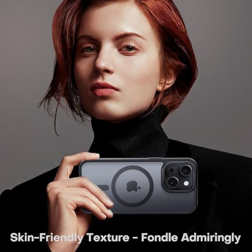Newfuture Magnetic for iPhone 13/iPhone 14 Case Matte Shockproof, Black | Military Drop Protection, Slim Matte Anti-Fingerprint, Compatible with Magsafe, Camera Guard, Translucent Protective Cover - color: Black, size: iPhone 13/iPhone 14 6.1inch