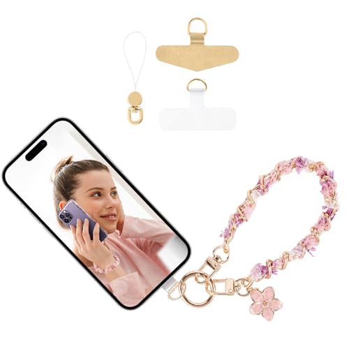 Long Pond Designer Cell Phone Wrist Strap, Anti-Lost Lanyard Wristlet Charm for iPhone 17 Pro Max&Most Cellphones, Detachable Bracelet - style: Velvet Pink