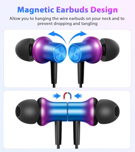 USB C Earbuds Wired Headphones Small Ear Buds with Mic for Apple/Android - color: Purple