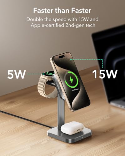 ESR 3 in 1 Wireless Charging Station, for Magsafe Charger Stand - color: Grey
