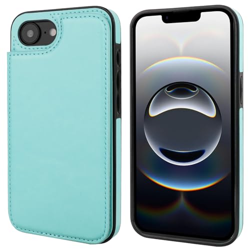 ONETOP for iPhone 17e/16e Wallet Case with Credit Card Holder,LightBlue | Kickstand,ID/Cash Holder,Case Wallet with Card Slots,Double Magnetic Clasp,Durable PU Leather Shockproof Cover for Women Men - color: Light Blue