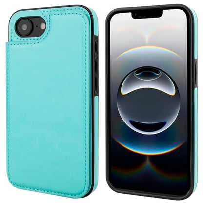 ONETOP for iPhone 17e/16e Wallet Case with Credit Card Holder,LightBlue | Kickstand,ID/Cash Holder,Case Wallet with Card Slots,Double Magnetic Clasp,Durable PU Leather Shockproof Cover for Women Men - color: Light Blue