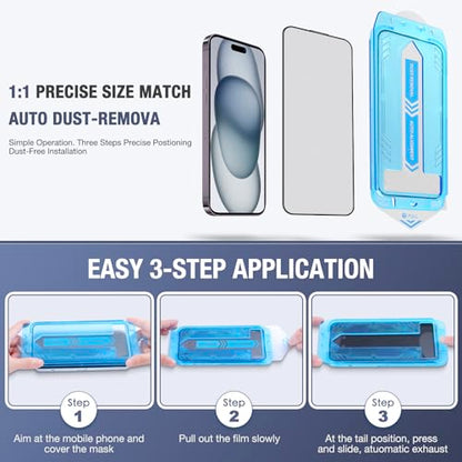 2-Pack Matte Screen Protector for iPhone 17 Pro Max 6.9-inch,9H Tempered Glass, Full Coverage, Anti-Fingerprint, Auto Dust-Elimination, No Bubble, Easy Installation