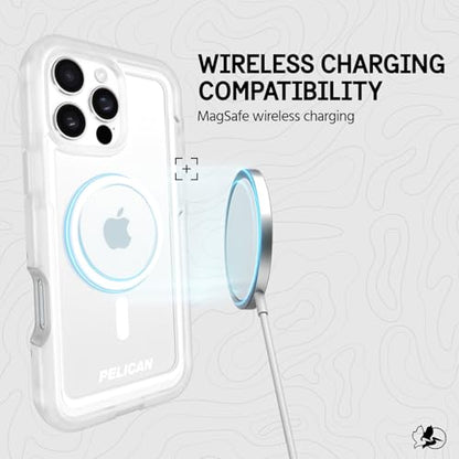 Pelican Voyager iPhone 16 Pro Max Case - Rugged MagSafe Phone Case - Clear | Magnetic Phone Case w/18ft Military Grade Drop Protection - Phone Cover w/ Belt Clip Holster Kickstand for iPhone 16 Pro Max - color: Clear